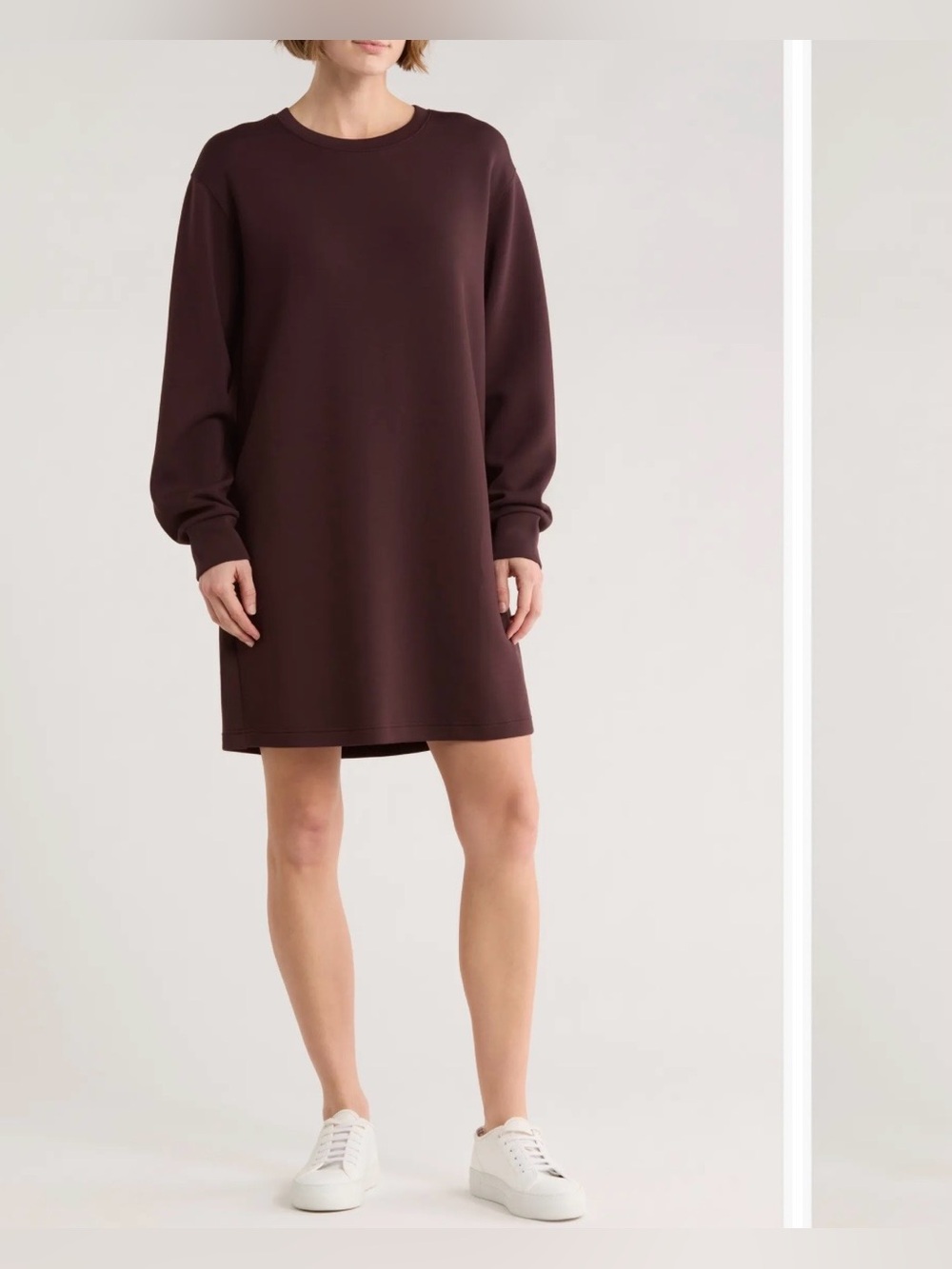 NWT Spanx AirEssentials Long Sleeve Sweater Dress in Truffle Brown Size Medium